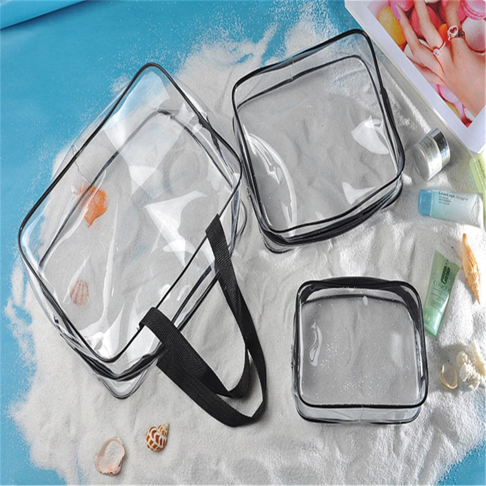 3PCS/Set Clear Cosmetics Bag Make-up Bags Organizer PVC Bag