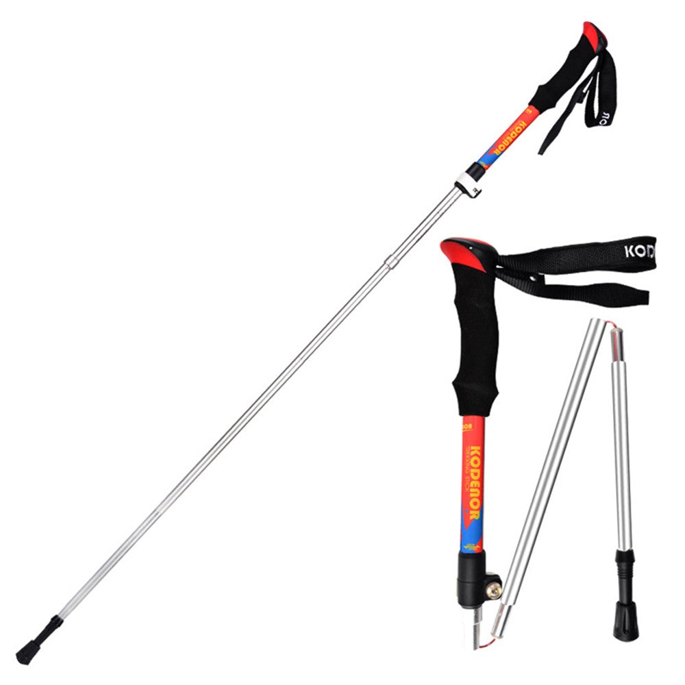 KODENOR 2Pcs Outdoor Trekking Pole Camping 5-Section Aluminum Alloy Walking Stick for 170-190CM Height