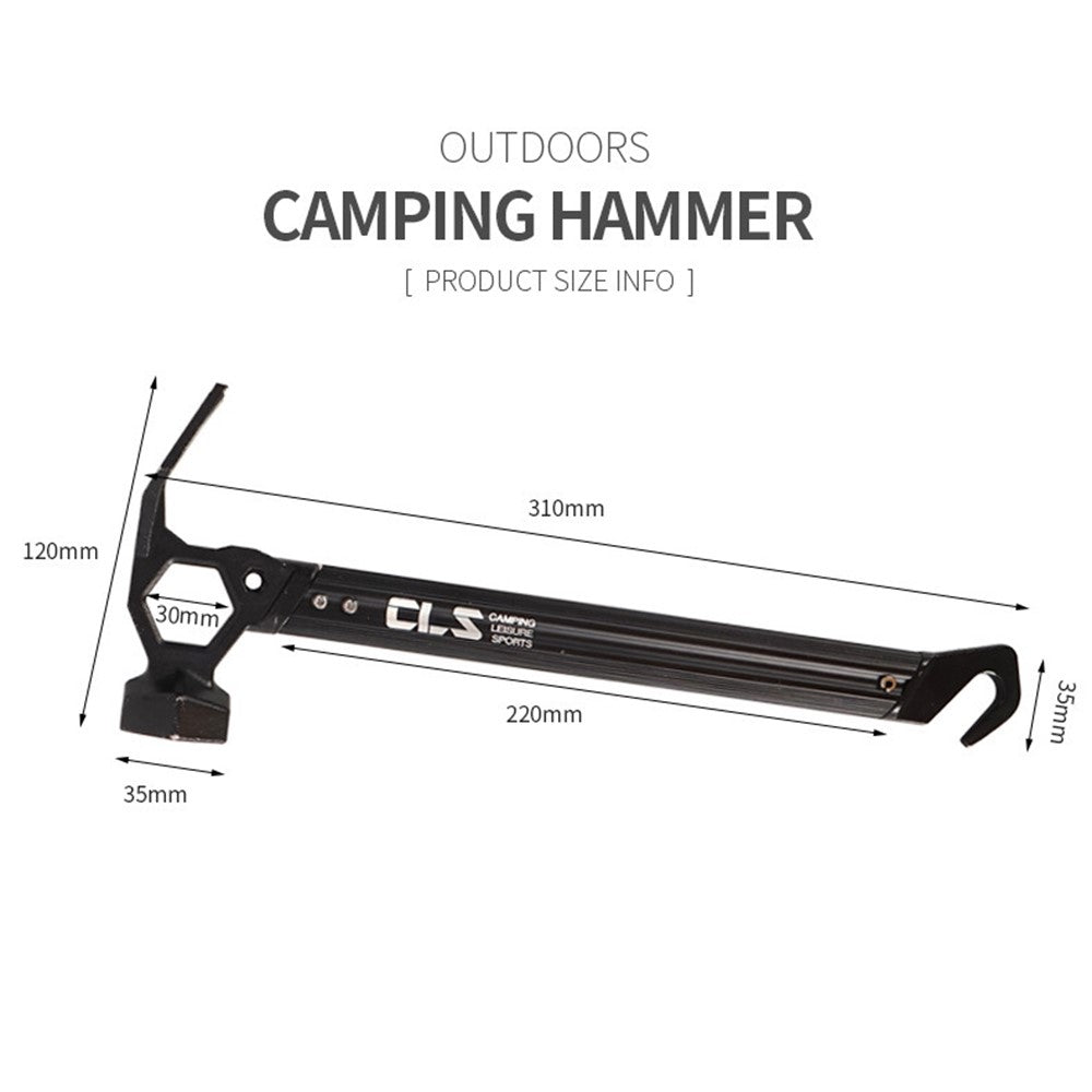 CLS Outdoor Camping Tent Peg Hammer Stainless Steel+Aluminum Alloy Handle Nail Puller