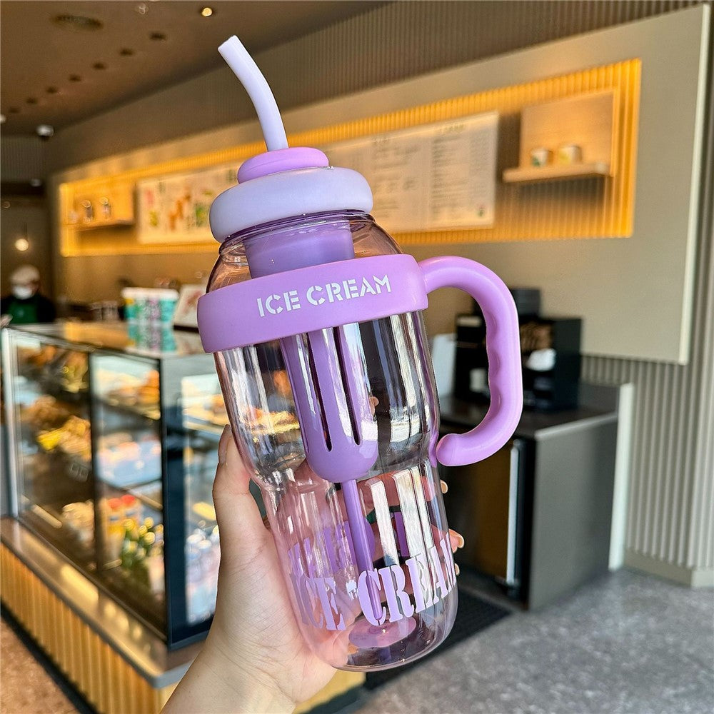 1200ml Water Bottles with Straw Tea Strainer PP+Silicone Bottle for Gym Outdoor Activities (No FDA, BPA-Free)