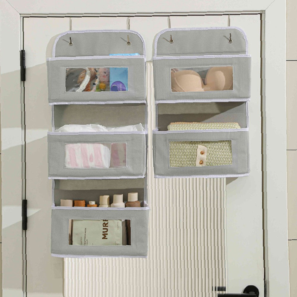 Over Door Hanging Organizer 3 Tier Storage Bag with Clear Window Fabric Holder for Toys Miscellaneous Items