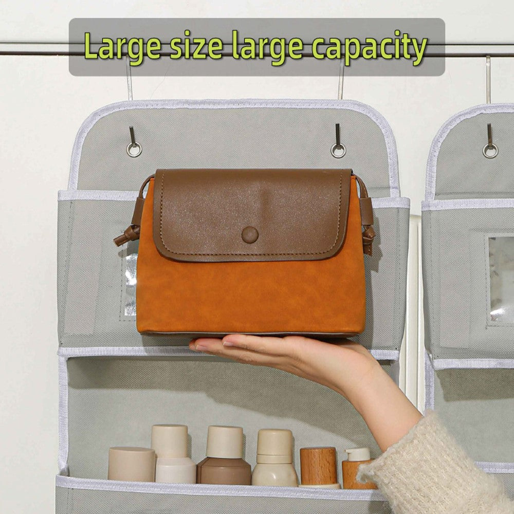 Over Door Hanging Organizer 3 Tier Storage Bag with Clear Window Fabric Holder for Toys Miscellaneous Items