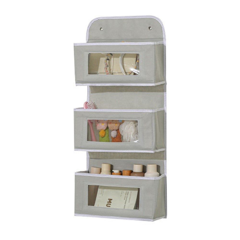 Over Door Hanging Organizer 3 Tier Storage Bag with Clear Window Fabric Holder for Toys Miscellaneous Items