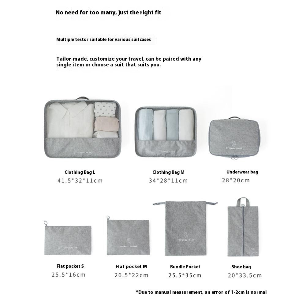 Travel Organizer Set 7 Pieces Clothing Sorting Packing Cubes Waterproof Luggage Storage Bags
