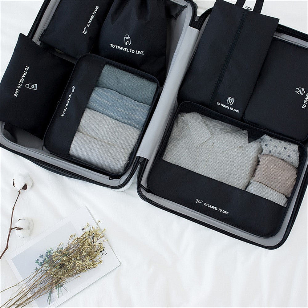 Travel Organizer Set 7 Pieces Clothing Sorting Packing Cubes Waterproof Luggage Storage Bags