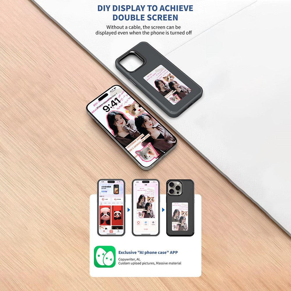 For iPhone 16 Pro Max E Ink Phone Cover 4-Color Display Pattern Customized Case