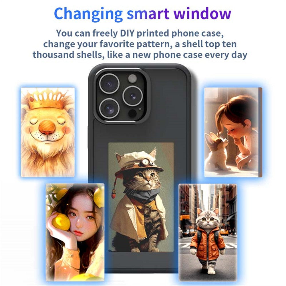 For iPhone 16 Pro Smart E-Ink Phone Case 4 Color HD 4 inch Display NFC DIY Customized Screen