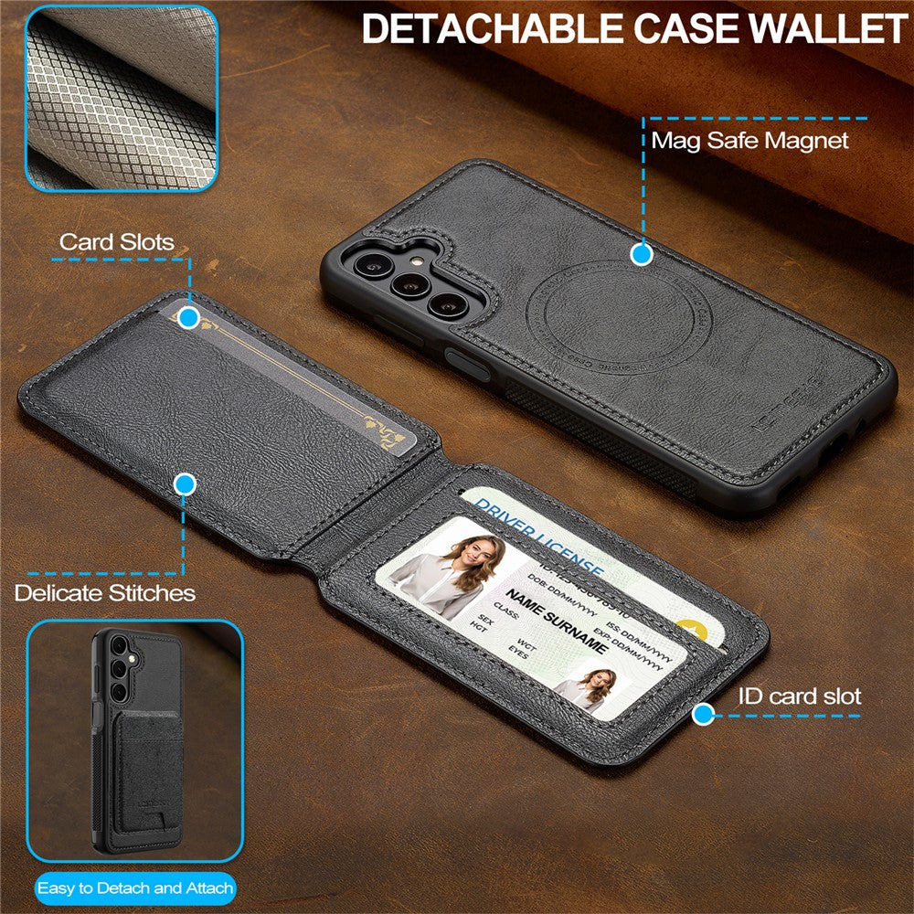 LC.IMEEKE L3 For Samsung Galaxy A17 5G Magnetic Case Detachable Card Holder Leather TPU Mobile Cover