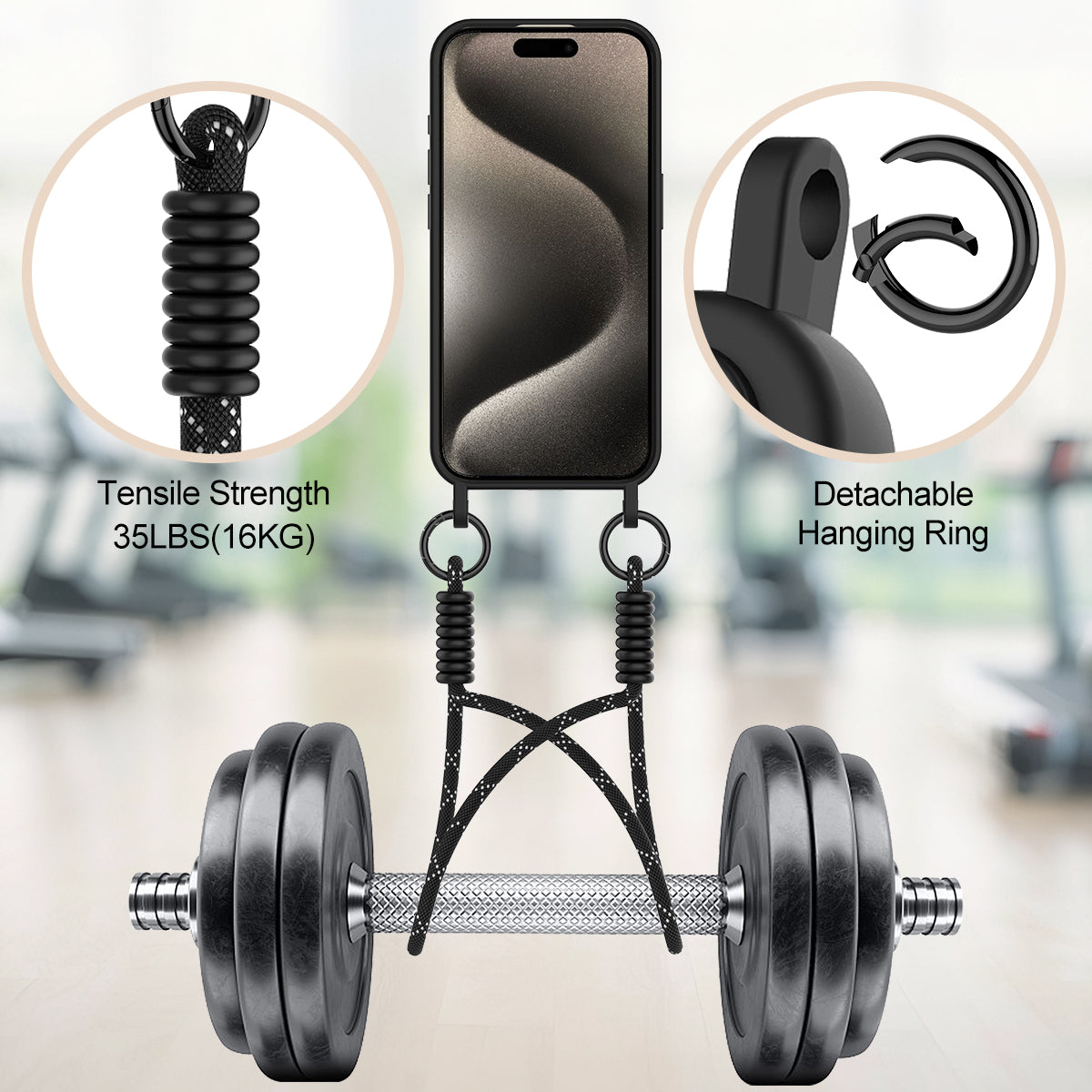 For iPhone 16 Pro Liquid Silicone Case Phone Back Cover with Card Holder and Short Strap