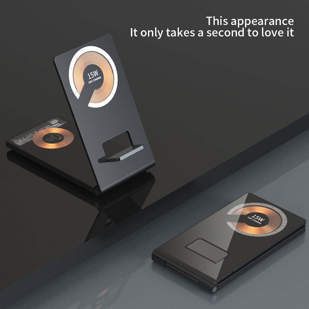 T05 Foldable 15W Magnetic Wireless Charger Transparent Charging Station for iPhone 13 / 12 / Apple Watch / AirPods Pro