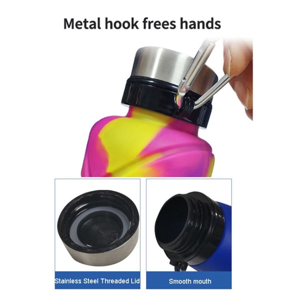 700ML Portable Folding Silicone Water Bottle Outdoor Travel Collapsible Drinking Cup (BPA Free, FDA Certified)