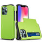 Well-protected Scratch-proof Slide Card Holder PC + TPU Hybrid Back Phone Case for iPhone 13 Pro 6.1 inch