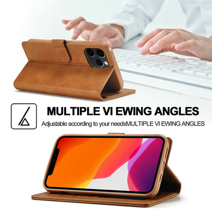 LC.IMEEKE Shockproof PU Leather Phone Shell with Stand Wallet Design for iPhone 13 Pro Max 6.7 inch