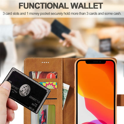 LC.IMEEKE Shockproof PU Leather Phone Shell with Stand Wallet Design for iPhone 13 Pro Max 6.7 inch