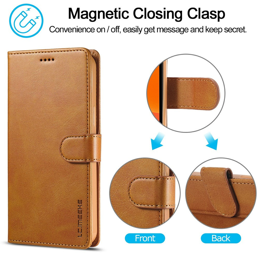 LC.IMEEKE Shockproof PU Leather Phone Shell with Stand Wallet Design for iPhone 13 Pro Max 6.7 inch