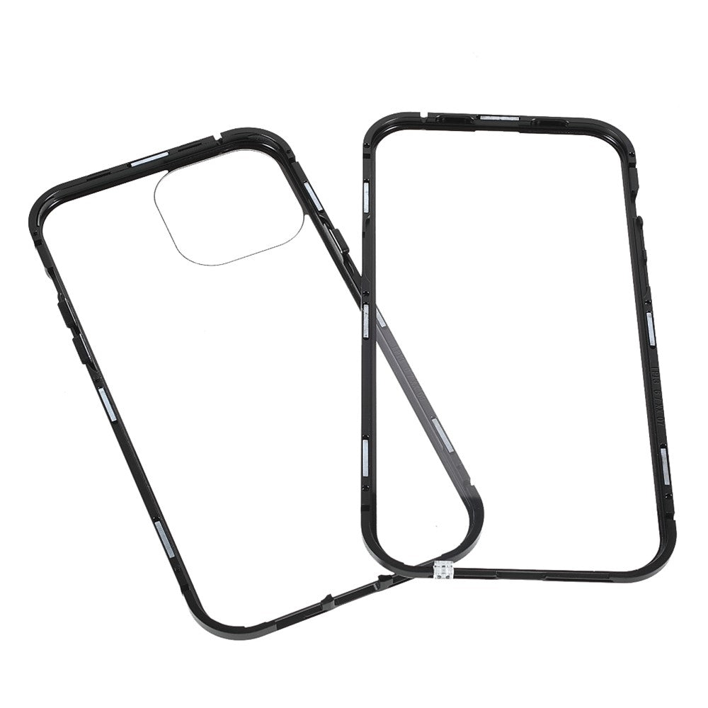 Drop-proof Double-sided Bright and Clear Tempered Glass + Magnetic Metal Frame Phone Case for iPhone 13 Pro 6.1 inch