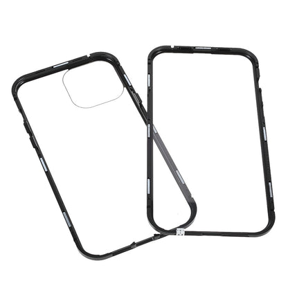 Drop-proof Double-sided Bright and Clear Tempered Glass + Magnetic Metal Frame Phone Case for iPhone 13 Pro 6.1 inch