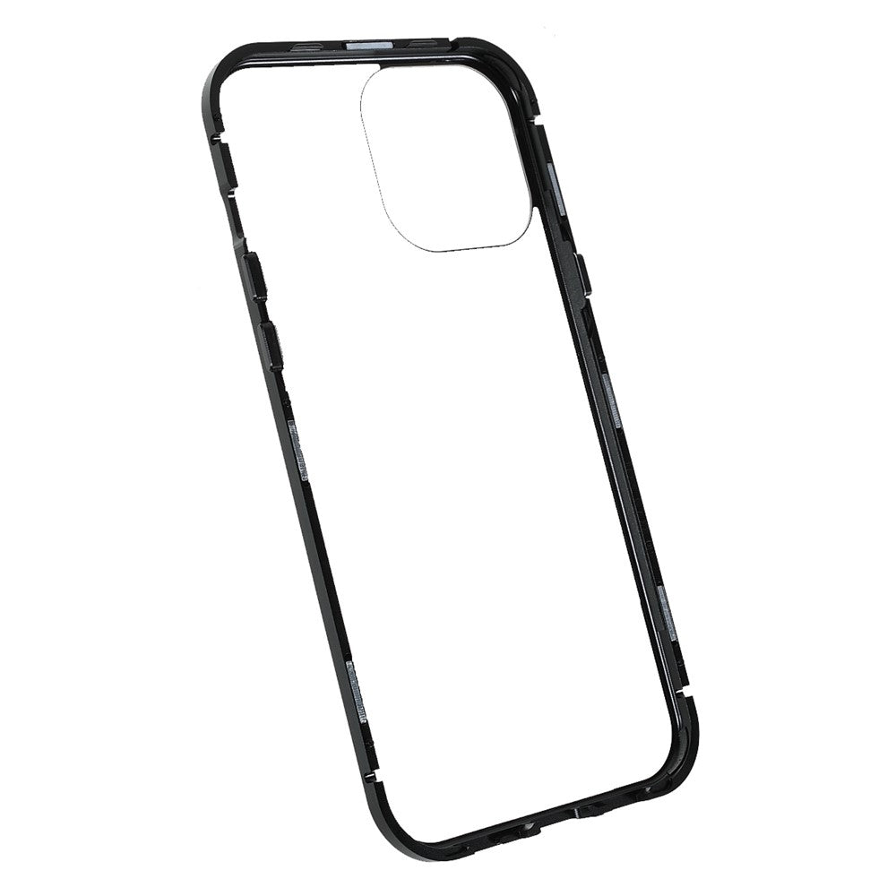 Drop-proof Double-sided Bright and Clear Tempered Glass + Magnetic Metal Frame Phone Case for iPhone 13 Pro 6.1 inch