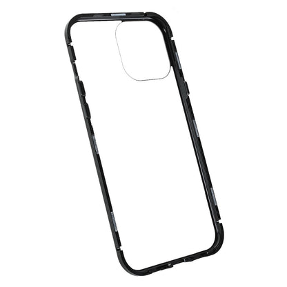 Drop-proof Double-sided Bright and Clear Tempered Glass + Magnetic Metal Frame Phone Case for iPhone 13 Pro 6.1 inch