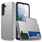For Samsung Galaxy S22 5G Slide Card Holder Anti-drop Smartphone Case Light Slim Stylish PC + TPU Hybrid Phone Cover