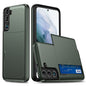 For Samsung Galaxy S22 5G Slide Card Holder Anti-drop Smartphone Case Light Slim Stylish PC + TPU Hybrid Phone Cover