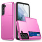 For Samsung Galaxy S22 5G Slide Card Holder Anti-drop Smartphone Case Light Slim Stylish PC + TPU Hybrid Phone Cover