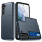 For Samsung Galaxy S22 5G Slide Card Holder Anti-drop Smartphone Case Light Slim Stylish PC + TPU Hybrid Phone Cover
