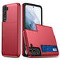 For Samsung Galaxy S22 5G Slide Card Holder Anti-drop Smartphone Case Light Slim Stylish PC + TPU Hybrid Phone Cover
