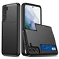 For Samsung Galaxy S22 5G Slide Card Holder Anti-drop Smartphone Case Light Slim Stylish PC + TPU Hybrid Phone Cover