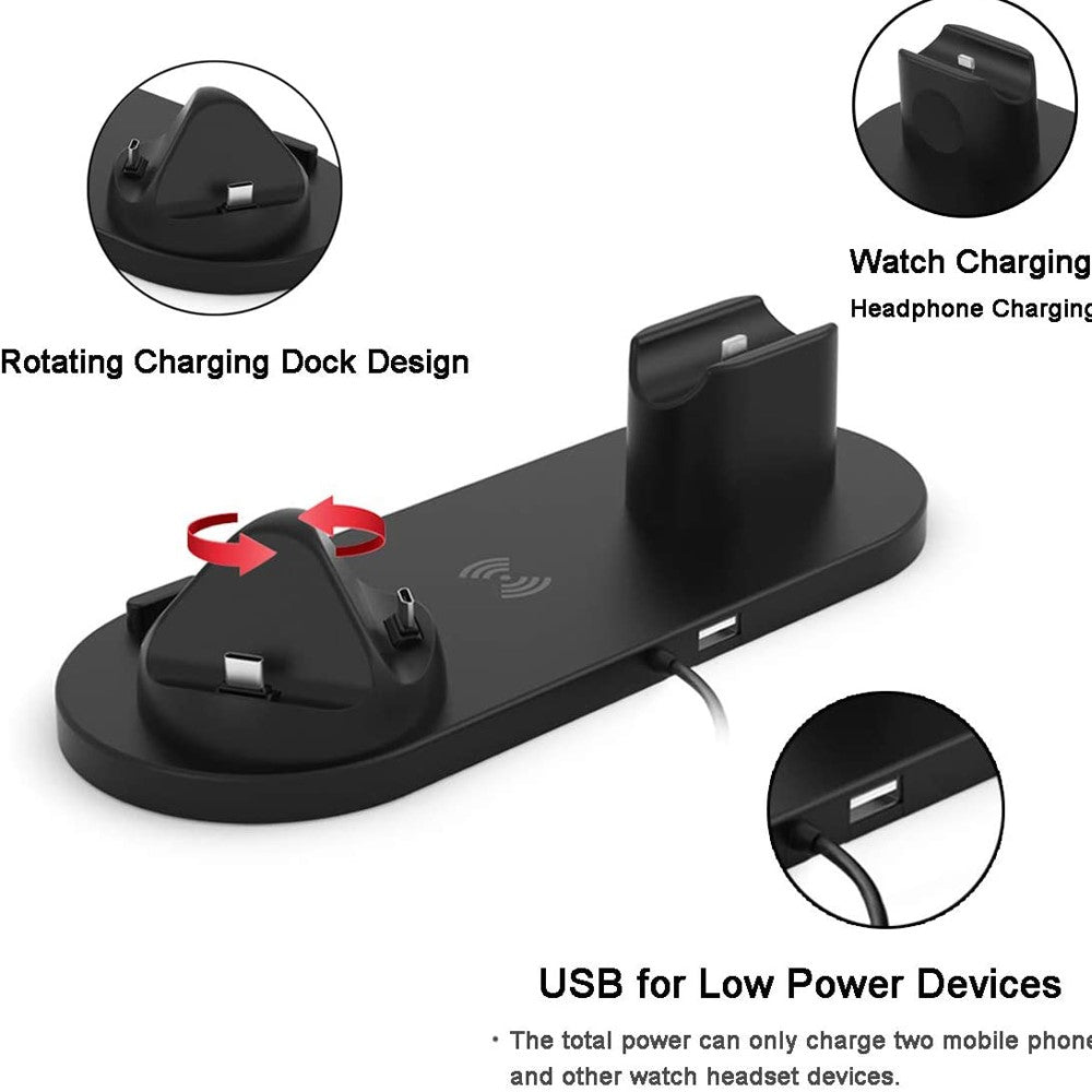 UD15-C 3-in-1 Multifunctional Wireless Charger Charging Dock Station Holder Stand for Apple iPhone/Android Device /Type-C Device