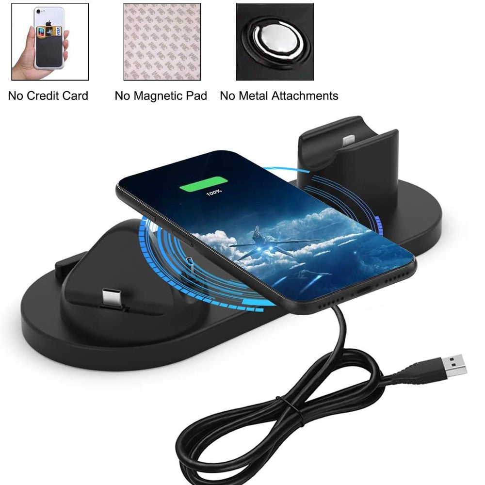 UD15-C 3-in-1 Multifunctional Wireless Charger Charging Dock Station Holder Stand for Apple iPhone/Android Device /Type-C Device