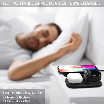 F20 Magnetic Folding 3 in1 Wireless Fast Charging Station for iPhone Apple Watch AirPods Samsung Galaxy Buds