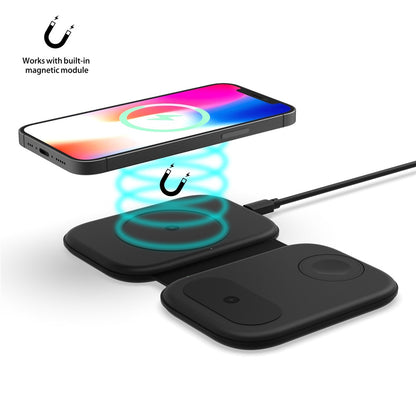 F20 Magnetic Folding 3 in1 Wireless Fast Charging Station for iPhone Apple Watch AirPods Samsung Galaxy Buds