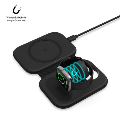 F20 Magnetic Folding 3 in1 Wireless Fast Charging Station for iPhone Apple Watch AirPods Samsung Galaxy Buds