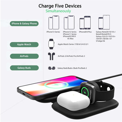 F20 Magnetic Folding 3 in1 Wireless Fast Charging Station for iPhone Apple Watch AirPods Samsung Galaxy Buds