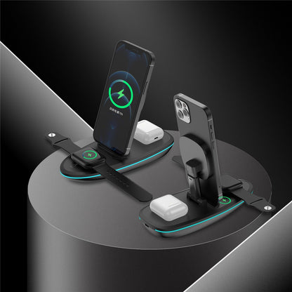 V9 3 in 1 Magnetic Foldable Wireless Charger Charging Dock Station with LED Light for iPhone 12 Pro Max Samsung