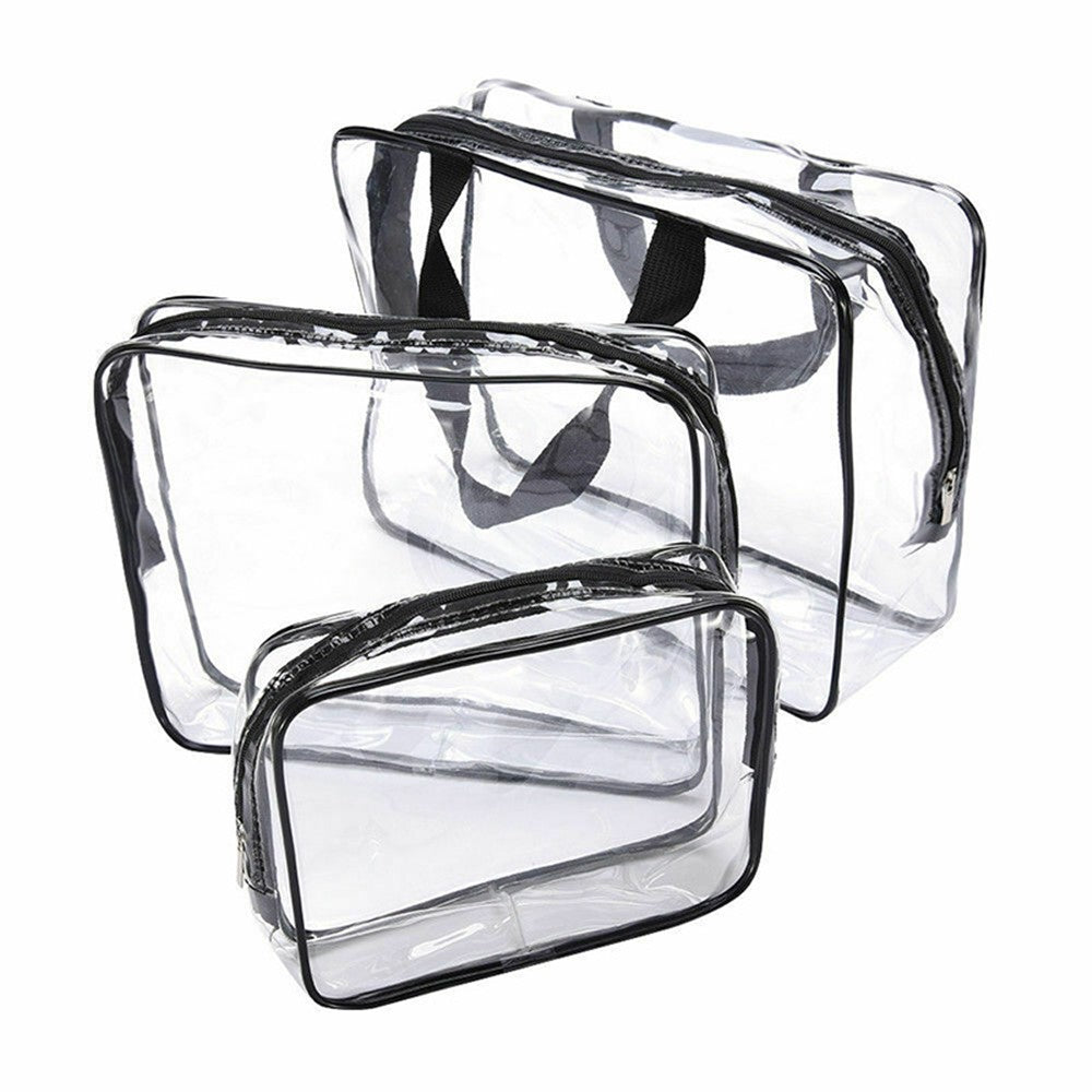 3PCS/Set Clear Cosmetics Bag Make-up Bags Organizer PVC Bag