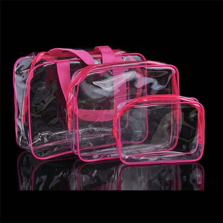 3PCS/Set Clear Cosmetics Bag Make-up Bags Organizer PVC Bag