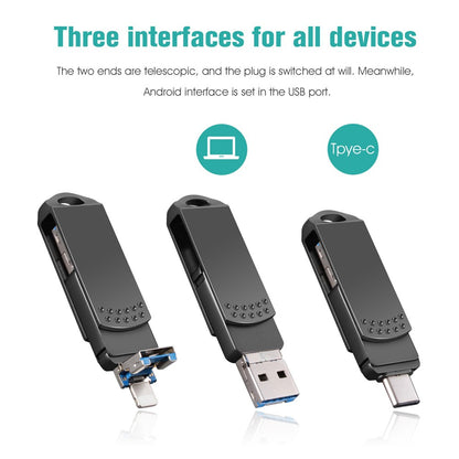 RICHWELL 256GB Swivel Memory Stick, Type C/Lightning/USB 3 in 1 Thumb Drive USB 3.0 Flash Drive