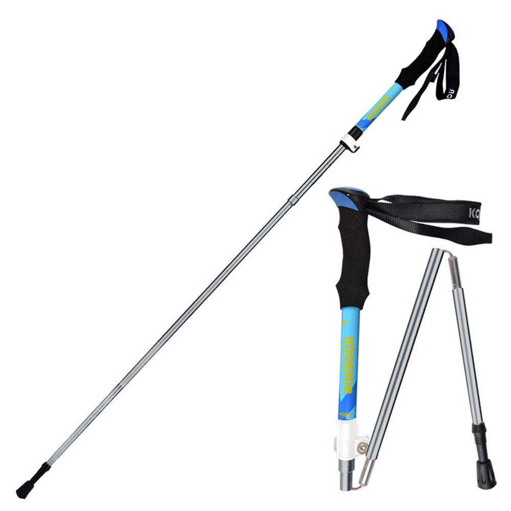 KODENOR 2Pcs Outdoor Trekking Pole Camping 5-Section Aluminum Alloy Walking Stick for 170-190CM Height