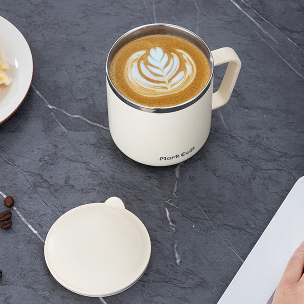 HALIN 350ML PP+304 Stainless Steel Water Cup Tea Milk Coffee Mug with Lid (No FDA Certificate, BPA-Free)