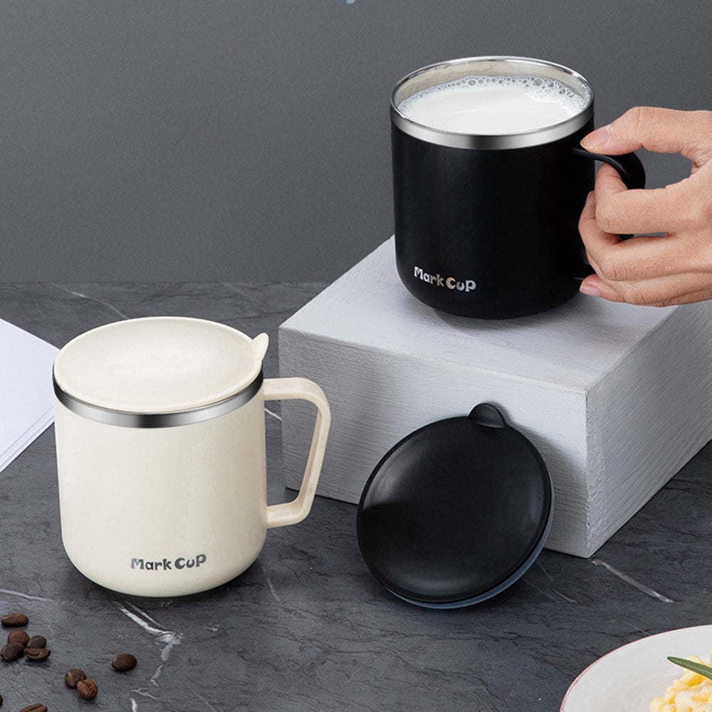 HALIN 350ML PP+304 Stainless Steel Water Cup Tea Milk Coffee Mug with Lid (No FDA Certificate, BPA-Free)