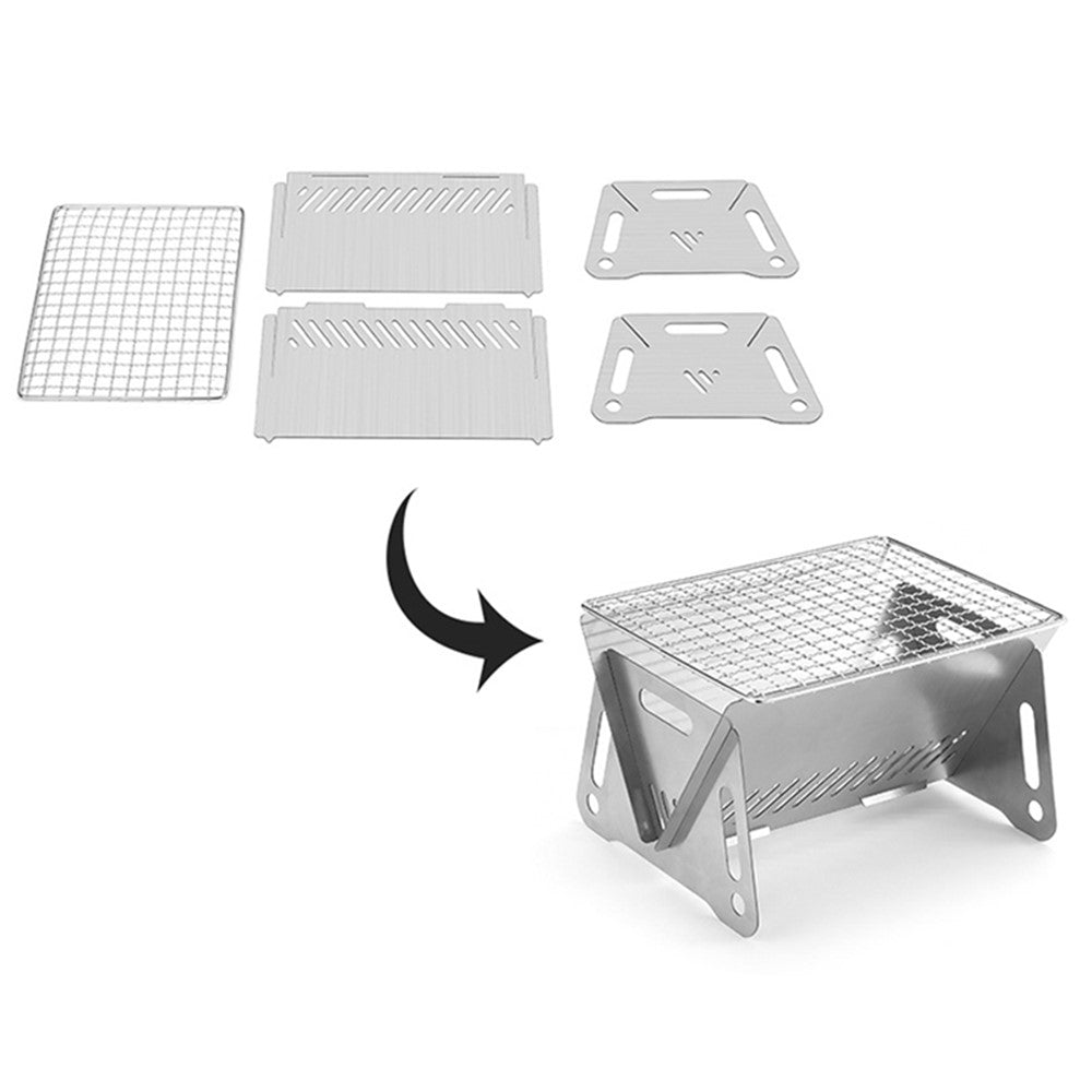 HALIN Outdoor Stainless Steel Barbecue Charcoal Grill Folding Camping Picnic BBQ Stove