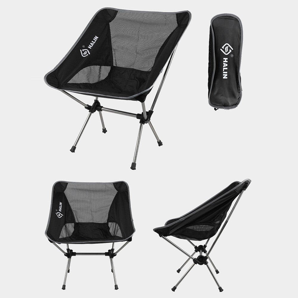 HALIN HS-334 Portable Folding Chair Aluminum Alloy Pole 1200D Oxford Cloth Camping Backrest Chair
