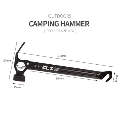 CLS Outdoor Camping Tent Peg Hammer Stainless Steel+Aluminum Alloy Handle Nail Puller