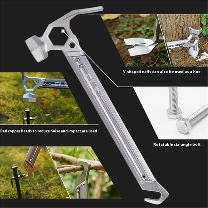 CLS Outdoor Camping Tent Peg Hammer Stainless Steel+Aluminum Alloy Handle Nail Puller