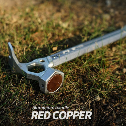 CLS Outdoor Camping Tent Peg Hammer Stainless Steel+Aluminum Alloy Handle Nail Puller