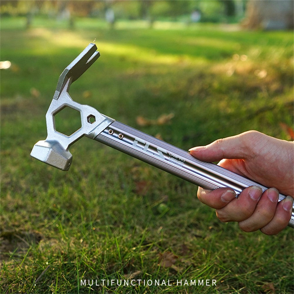 CLS Outdoor Camping Tent Peg Hammer Stainless Steel+Aluminum Alloy Handle Nail Puller