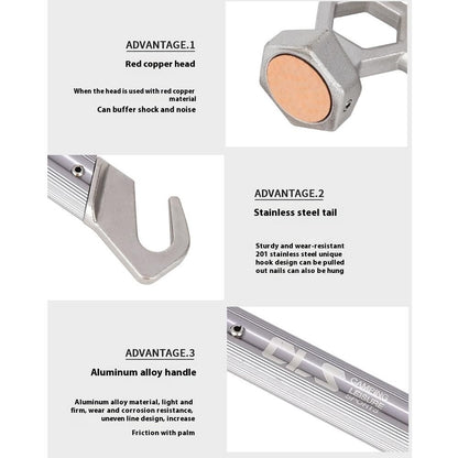 CLS Outdoor Camping Tent Peg Hammer Stainless Steel+Aluminum Alloy Handle Nail Puller