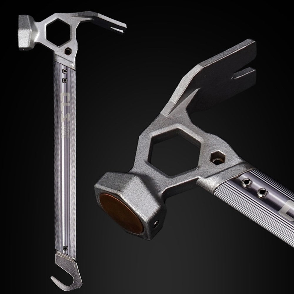 CLS Outdoor Camping Tent Peg Hammer Stainless Steel+Aluminum Alloy Handle Nail Puller